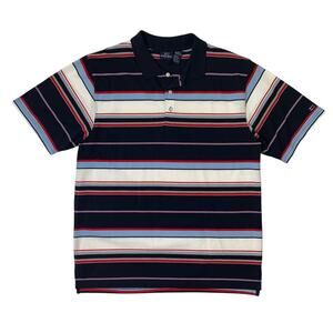 Vintage Bugle Boy Polo Shirt Mens L Large Cotton Blend Striped Short Sleeve Golf